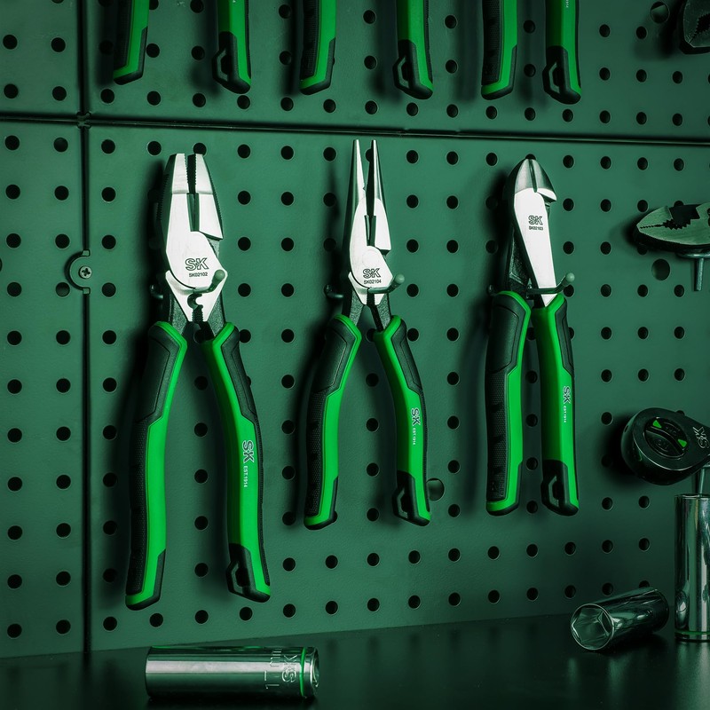 SK 3-Piece Pliers Set, 9.5-Inch Linesman, 8-Inch Diagonal & Needle