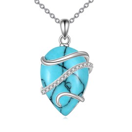 HOPEEZZ Turquoise Necklace for Women Sterling Silver Turquoise Teardrop Necklace Jewelry Gift for Women (turquoise)