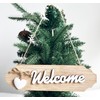 Wooden Welcome Sign for Rustic Farmhouse Decorations, Wall Hanging White