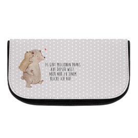 Mr. & Mrs. Panda Daddy Bear Cosmetic Bag, gray, Hand Drawn