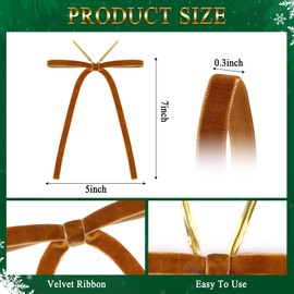 Draupnir 36pcs Velvet Christmas Bows, 5 x 7 Inch Vintage Rustic Velvet Ribbon Bows Nice for Christmas Tree, Christmas Garland, Large Gifts, Parties, Home Decor Wedding Outdoor Indoor(Khaki)