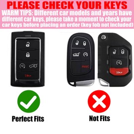 YIKECASE Key Fob Cover with Diamond Keychain Compatible with Jeep Car Key Holder Compatible with Grand Cherokee L Grand Wagoneer L Wagoneer Grand Cherokee L 2021-2023, 5 Buttons (White-Heart)