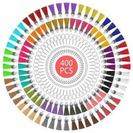 Tassel Keychain, Cridoz 400pcs Key Chains and Tassels Set Includes keychain Tassels, Key Chain Rings, Jump Rings and Screw Eye Pins for Acrylic Keychain Blanks, Resin Keychain and DIY Craft