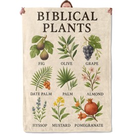 Biblical Plants Blanket Gifts for Women Adults, Soft Warm Lightweight Flannel Throw Blankets for Camping Bedroom Living Room Home Sofa Travel Decor 50" x 60"