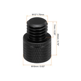 MECCANIXITY 5Pcs Mic Stand Adapter 1/4 Female to M12 Male Thread Screw Adapter Aluminum Alloy for Microphone Tripod Stand Mount, Black