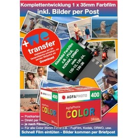 AgfaPhoto Colour Small Film 400 ASA 24 Pictures with Complete Development Paper Photos + Negative by Letter Post Image Data by WE Transfer - Worldwide Shipping - Includes Shipping Costs