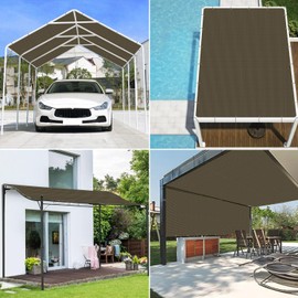 Coarbor 11'x16' Straight Edge Sun Shade Sail Rectangle Canopy Cover 240GSM Grommets Placed All Edges for Outdoor Pergola Patio Gazebo Deck Yard-Brown