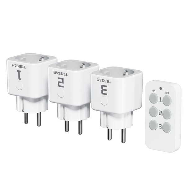 TESSAN Radio Sockets with Remote Control Set, 3 Sockets with