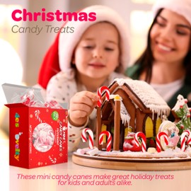 4E's Novelty 100pc Mini Candy Canes Bulk 2" - Individually Wrapped, Classic Peppermint Flavor, 2-Inch Mini Candy Canes for Christmas Treats and Christmas Bulk Stocking Stuffers, Perfect for Kids & Adults