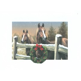 16 Embossed Boxed Christmas Cards Horses In The Meadow Artist Juan Vela