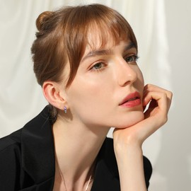 Bestyle Flattering June Alexandrite Heart Crystal Earrings Cute Small CZ Hoop Earrings for Women Dainty 925 Sterling Silver Hypoallergenic Huggie Hoop Earrings for Daughter