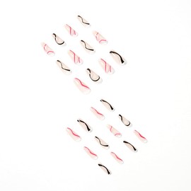 BABALAL Coffin Press on Nails Long Glue on Glossy Fake Nails Acrylic Ballerina Full Cover Stick on Nails 24Pcs with Design