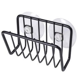 Toplife Sponge Holder for Kitchen Sink, Rust-Proof Suction Cup Sponge Caddy - Black