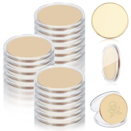 WEBEEDY 30pcs Blank Challenge Coin Metal Stamping Sublimation Blanks Bulk 40mm Engraving Round Tags Threaded Edged Coin with Acrylic Protection Box for Valentine's Day Anniversary, Gold