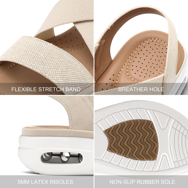 mysoft - Sandalias para caminar con banda elástica para mujer,