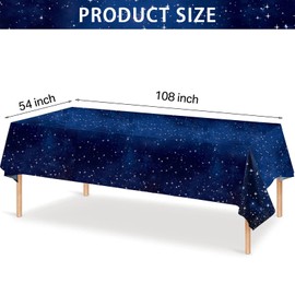 4 PCS Space Tablecloth Starry Night Tablecloth, 54"*108" Space Galaxy Stars Themed Table Covers, Disposable Starry Night Sky Table Cover for Birthday Home Decorations