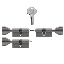 3x Knob Cylinder KSN 60 mm 30/30 Keyed Alike Including 15 Keys