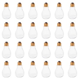 Creative Hobbies 24 Pack Clear Plastic Fillable Light Bulbs for Candy, Weddings