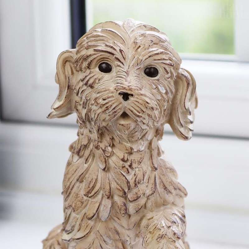Raised Paw Cockapoo Ornament 17cm Resin Textured Sitting Puppy Dog