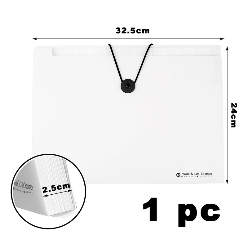 Pack of 1 A4 Document Folder with 12 Compartments, Expanding