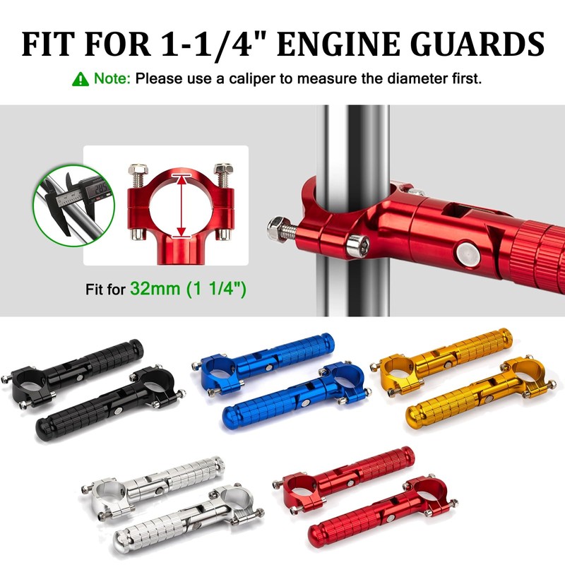 XINGWU Foldable Motorcycle Highway Foot Pegs Universal for 1-1/4" 32mm