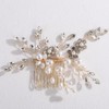 Lenjicons Wedding Flower Rhinestone Pearls Hair Comb Teardrop Rhinestone Wedding