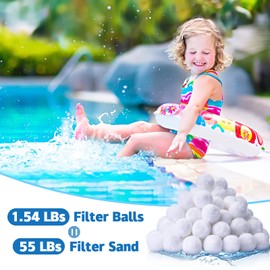 QwayHome Upgrade 1.54lbs Pool Filter Balls for Sand Filter, Filter Media Balls for Above Ground Pool Pump, Reusable Eco-Friendly Fiber Filters Ball for Swimming Pool (Equals 55 lbs Pool Filter Sand)