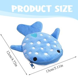 Shark Coin Purse, 2 Pieces Mini Sweet Purses Small Cartoon Coin Bag Funny Zipper Cosmetic Bag Headphone Purse Small Items Bags for Women Shark Purse