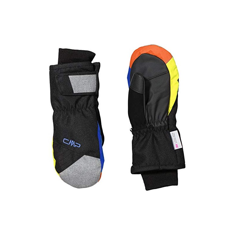 CMP - Muffole da sci in twill per bambini, Nero-Royal-Limeade,