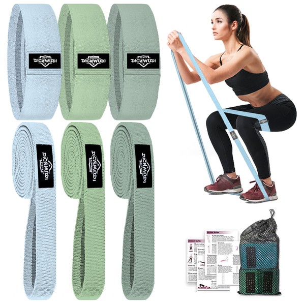 DICYWUDI Fabric Resistance Bands for Working Out, 6Pack Non-Slip Exercise