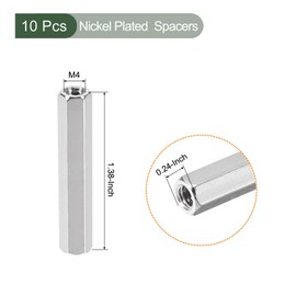 YOKIVE Pack of 10 M4 Spacers, Brass Hexagonal PCB Spacer Nuts, Keep Height Consistent, Perfect for Motherboard, Circuit, Board, Electronics (Silver Tone 35 mm)
