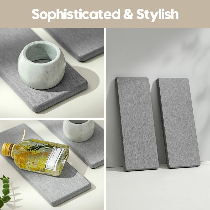 Razborci 2PCS Bathroom Counter Vanity Trays, Water Absorbing Diatomite Stone