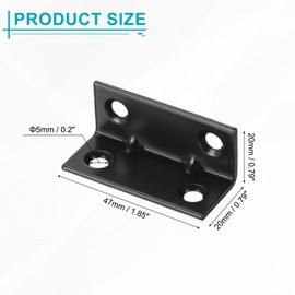 uxcell 8 Pcs L Corner Bracket Corner Brace Metal Joint Right Angle Brackets Fastener with Screws for Wood Shelves, Black, 0.79"x1.85"x0.79"