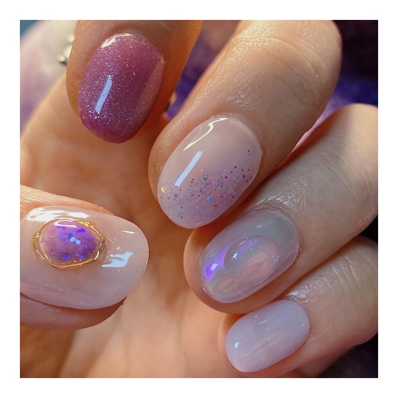 [Handmade Nail Tips] Winter on Janef's fingertips Sparkly Jamstone Nails