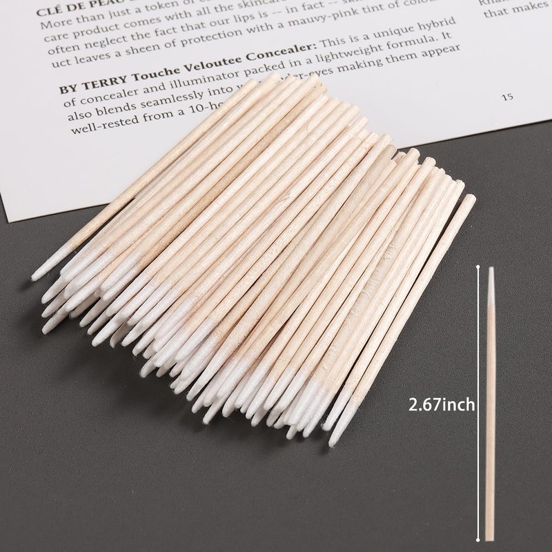 Fcozpjk 200PCS Precision Tip Cotton Swabs with Wooden Sticks, Pointed