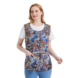 Nanxson Women Cobbler Apron with 2 Patch Pockets, Cotton Printed Bib, Smock with Buttons for Work Chef kitchen CF3179