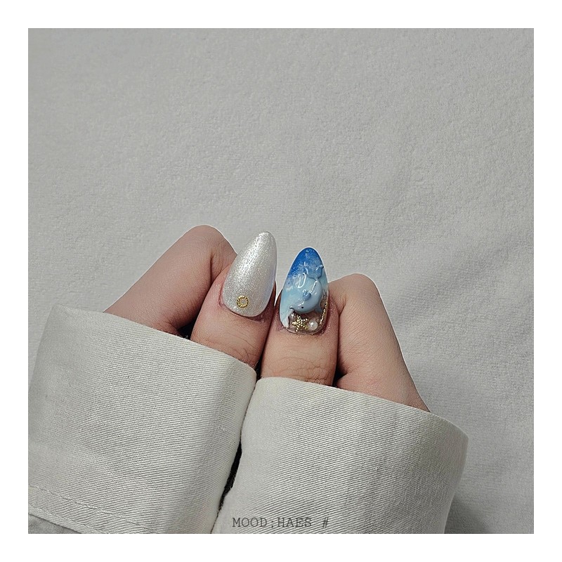 [M;H #] Summer sea handmade nail tips - Enter Lake