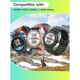 Yeahxing Bands for COROS PACE 2 APEX 2/ APEX 42mm - Stretchy Braided Nylon Strap for Men Women, Comfortable, Stylish, Breathable