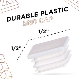 Prescott Plastics 1/2" - 0.5" Square Plastic Hole Plugs, Inserts, White End Caps for Metal Tubing, Fences, Glide Protection from Chair Legs and Furniture (4 Pack)