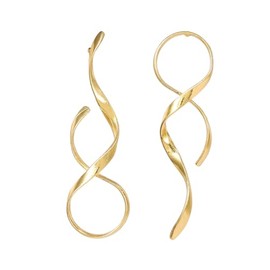 Spiral Silver Drop Earrings Geometric Gold Statement Earrings Long Dangle Earrings Asymmetrical Abstract Earrings for Women Fashion Bold Earrings (Gold)