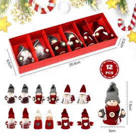 LPAMABA Set of 12 Mini Christmas Gnome Pendants Christmas Decoration Gnome Christmas Tree Pendant Christmas Tree Pendant Gnome Christmas Tree Decoration Christmas Gnome Figures Pendant Jewellery
