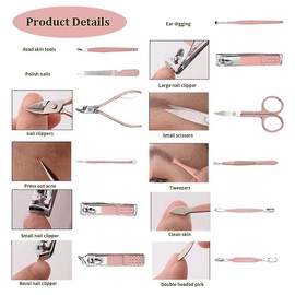 Pedicure Knife Tools Kits, Professional Stainless Steel Dead Skin Foot Callus Remover,12 pcs Nail Clipper Kit Ingrown Toenail Knife Tools Foot Scraper Knife to Remove Dead Skin with Leather Bag