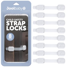 Child Safety Strap Locks (8 Pack) Baby Proof Cabinets, Drawers, Fridge, Toilet & Trash Cans – 3M Adhesive Childproof Locks – Jool Baby