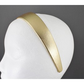 Gold shiny faux leather headband textured 1 3/16 inch wide hair band accessory classic style
