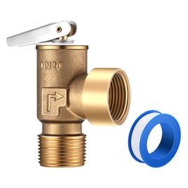 Gulfmew 30 PSI Pressure Relief Valve, Boiler Relief Valve with 3/4 NPT Thread, PTFE Thread Seal Tape, Brass, for Hot Water and Cold Water Systems