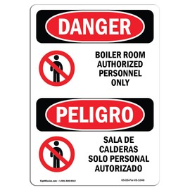 OSHA Danger Sign - Boiler Room Bilingual | Decal | Protect Your Business, Construction Site, Warehouse & Shop Area | Made in The USA