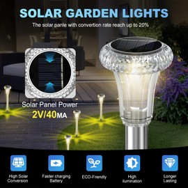 Bigzom Solar Lights for Outdoor Garden Warm White Pack of 6 Solar Lights Garden Winterproof for Outdoors, Patio, Lawn, Garden, Yard, Paths