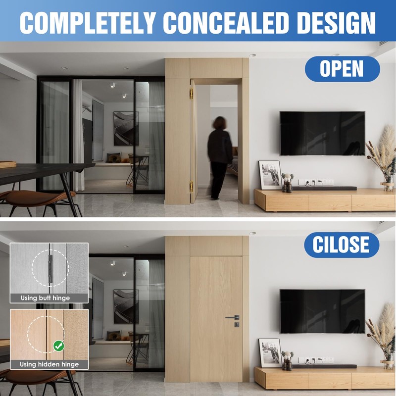 Eegoowa 7" Hidden Door Hinge,Invisible Door,Hidden Door Hinges for Secret