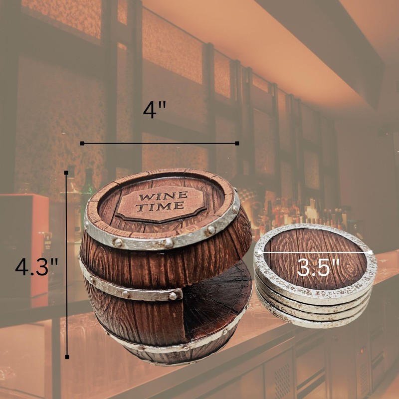 Rustic Western Style Decorative Barrel Coaster Set - Barrel Coaster