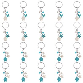 HOBBIESAY 20Pcs 2 Colors Small Sea Turtle Keychain 73mm Cute Turquoise Keychain Charms Mini Lucky Sea Star Key Chain Sea Animal Charms for Keychain Decoration